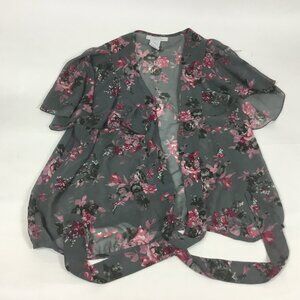 (PO) Charlotte Russe, Gray Sheer Floral Top